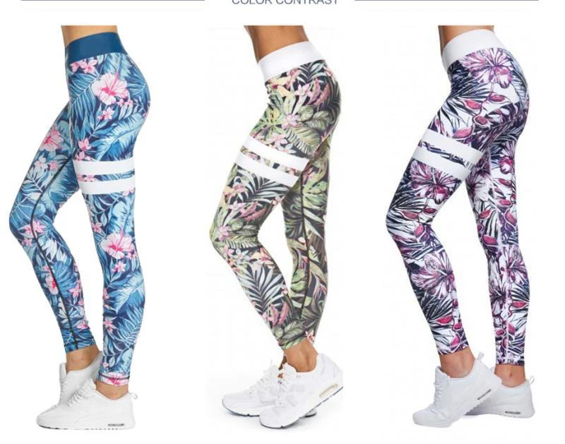 Cintura alta calças de yoga das mulheres