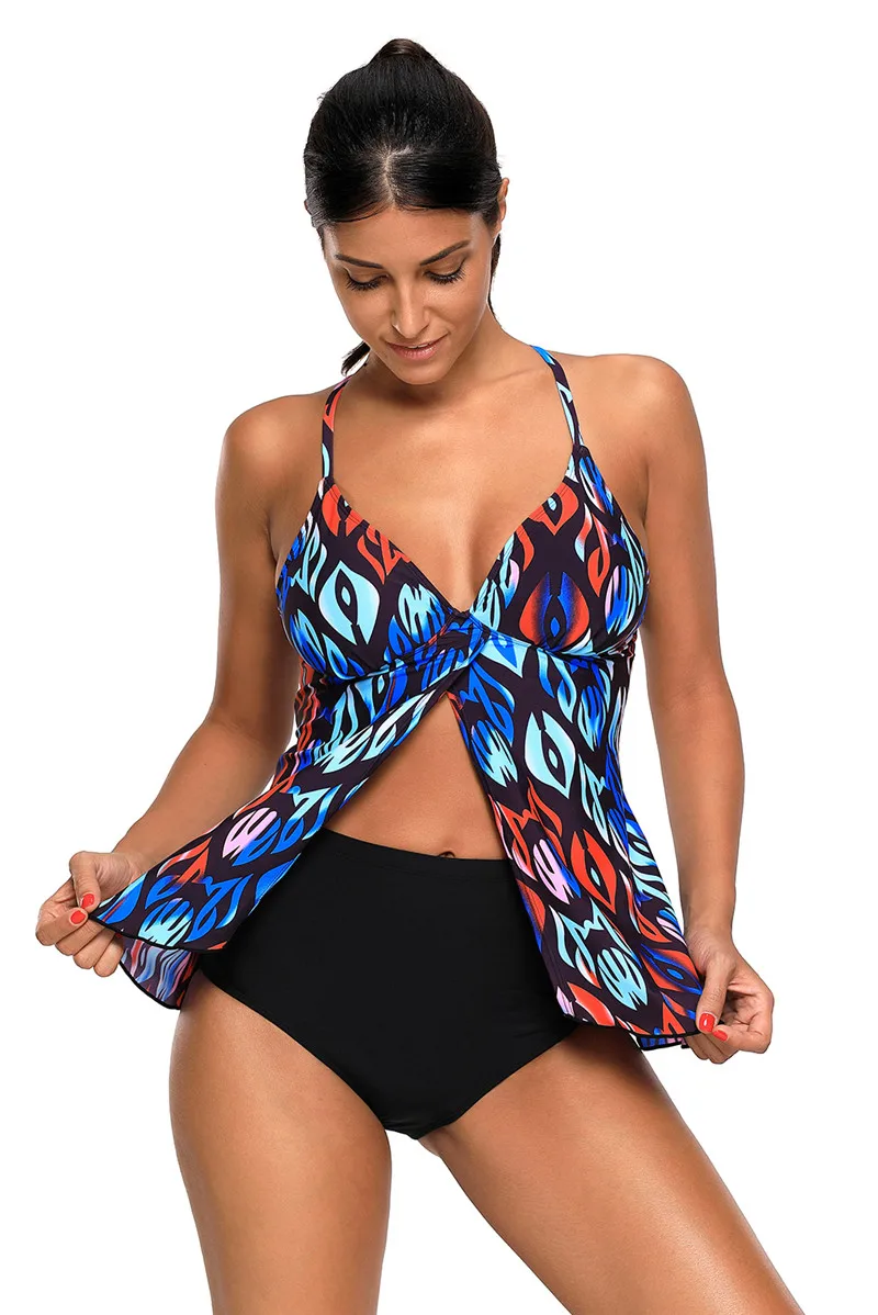 Blue-Coral-Multi-Print-Sexy-Flyaway-Tankini-LC410466-3-3