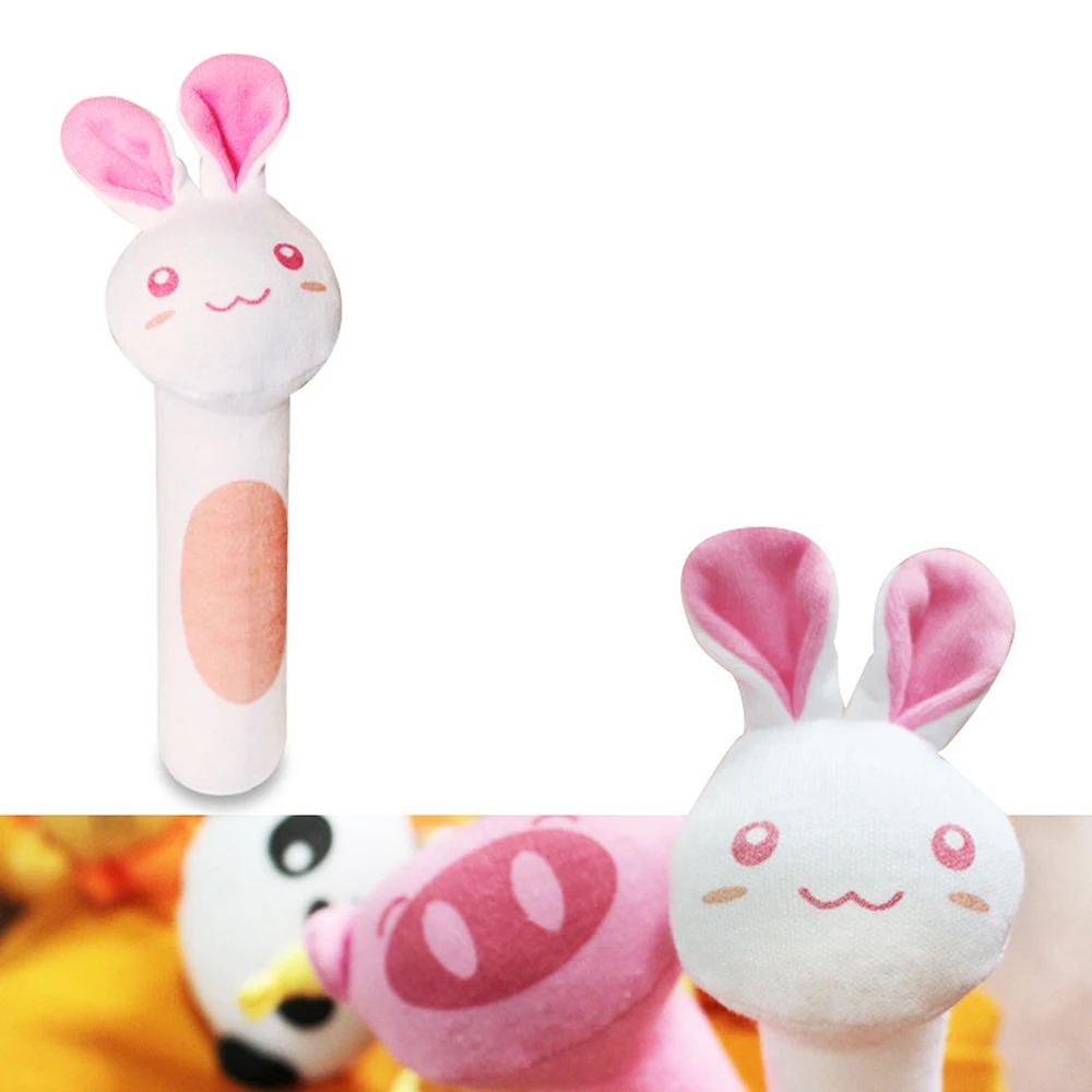 

7 Style Cute Stuffed BB Stick Baby Rattles Cartoon Toy Animal Squeaker Bar Baby Toys Hand Plush Doll