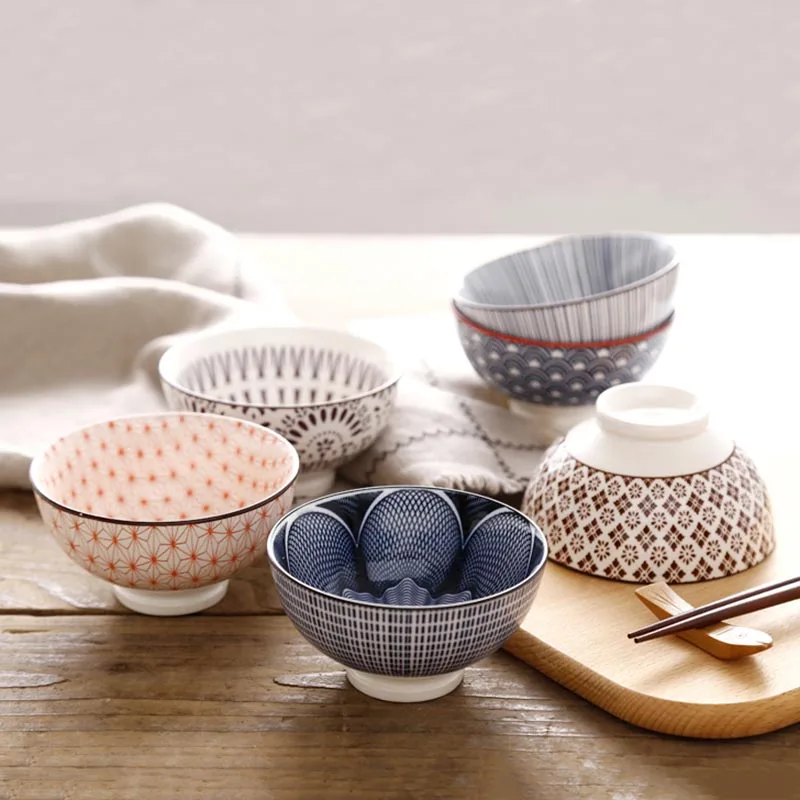 1 шт. 4,5 дюймов в японском стиле чаша для риса Керамика керамическая столовая посуда с подглазурной краской столовая посуда для завтрака суп с лапшой каша чаши