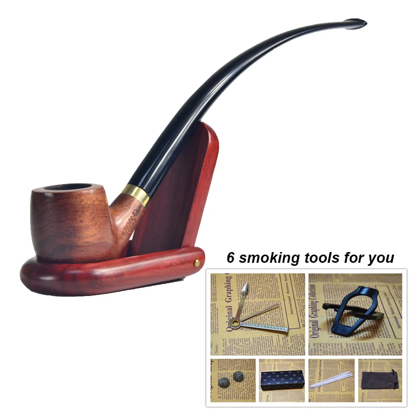 6 Smoking Tools 9'' (23cm) Tobacco Smoking Pipe Long Classic Rosewood