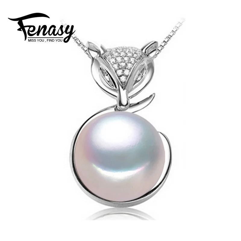 

FENASY fox necklace for women bohemia Black natural Pearl Pendant,Natural Freshwater Pearl necklaces & pendants jewelry box
