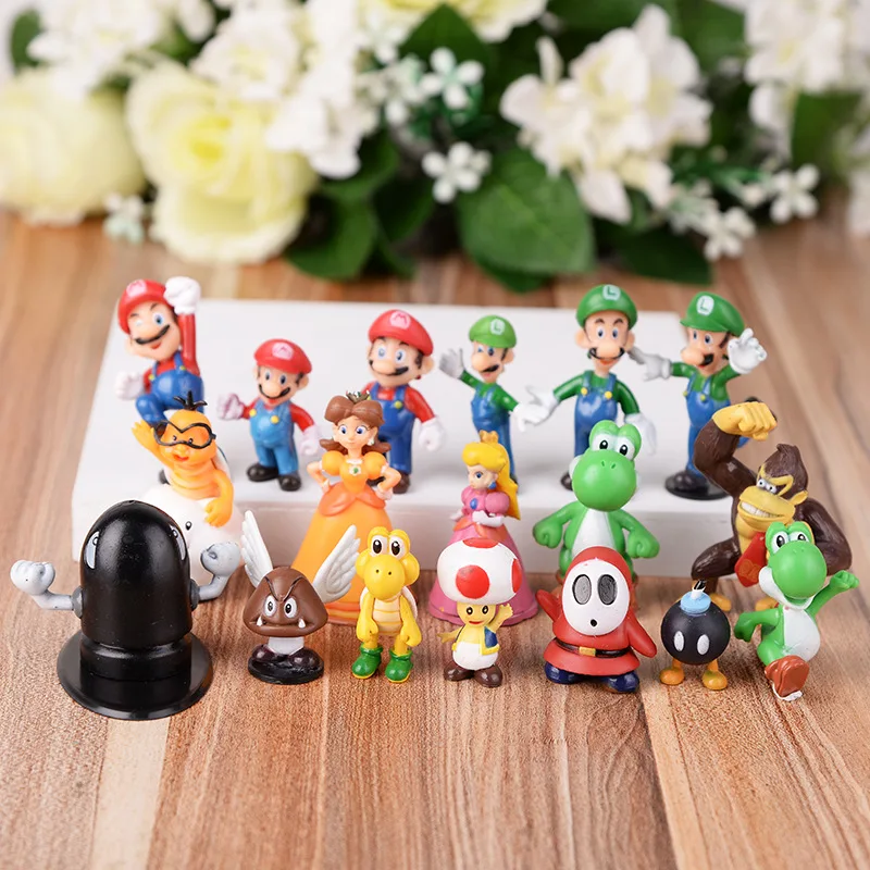 18 шт/лот 3 5 см Супер Марио Bros Теплозаправщик koopa Йоши Луиджи гриб персик ваио