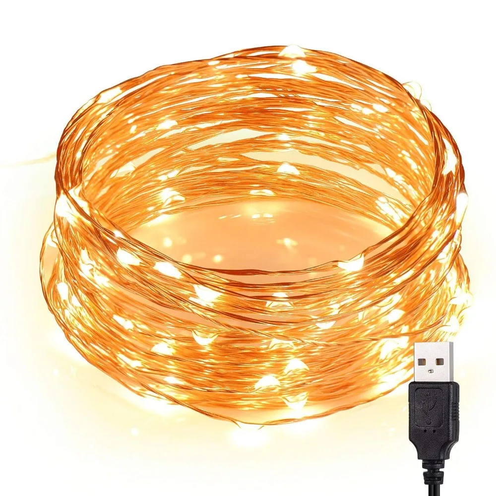 Wrumava USB LED String Light 10M Waterproof Copper Wire Outdoor