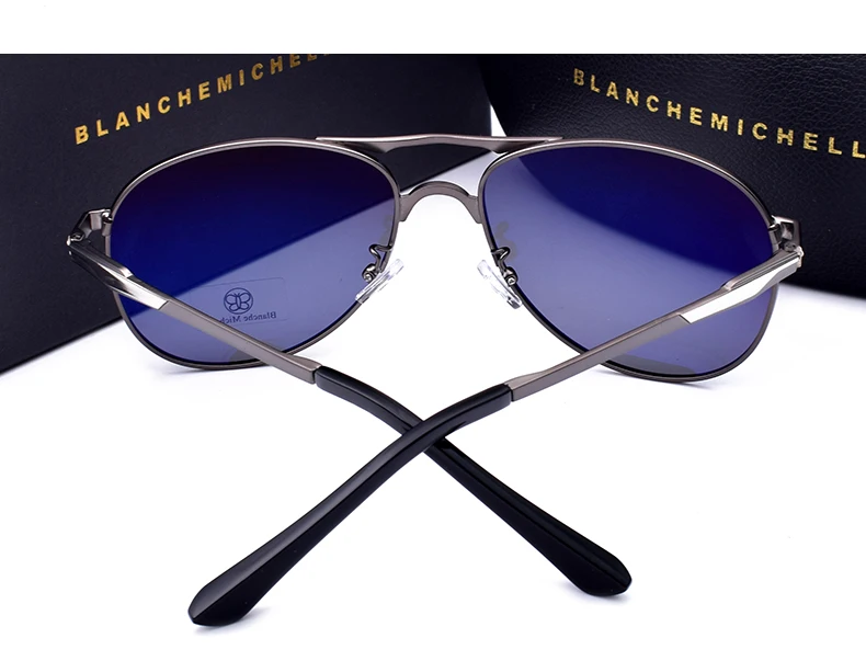 Blanche Мишель бренд classic Pilot Sunglasses Для мужчин поляризационные UV400 Для мужчин с солнцезащитные очки мужской вождения Óculos gafas-де-сол hombre