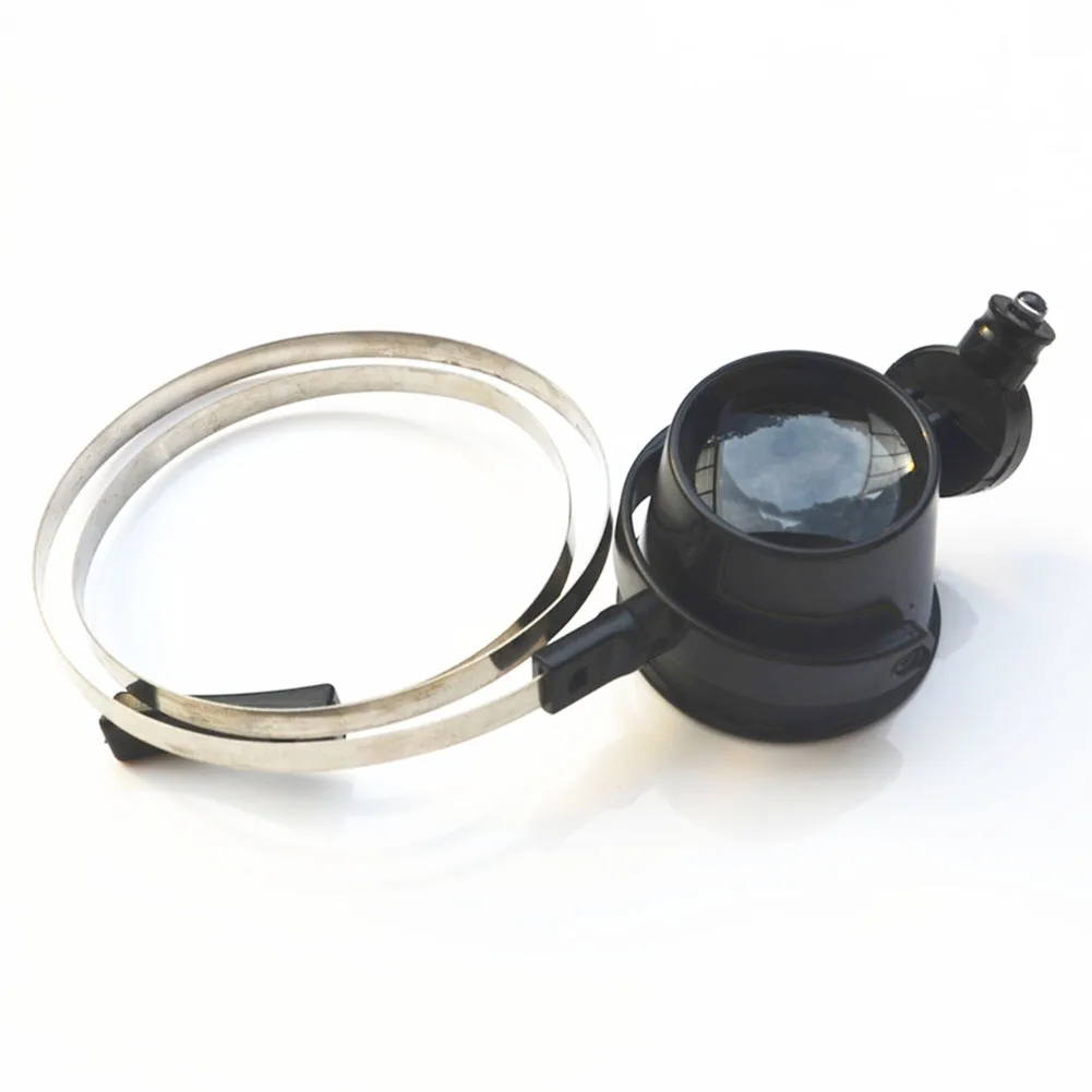 

15X Metal Optical Lens Clock Magnifier Jewelry Tool LED Lighted Hands Free Battery Powered Band Watch Repair Eye Loupe