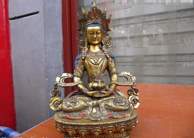 

USPS to USA S0439 9"Tibet Buddhism Temple Copper Bronze Gild Vajradhara GuanYin Buddha statue (B0328)