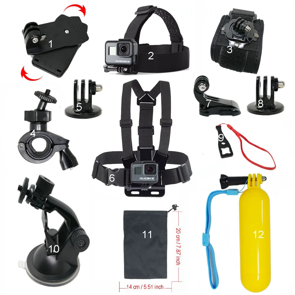 

For Gopro Hero 7 6 5 Accessories Car Mount Chest Mount For Eken Head Strap For Yi 4K Monopod For Gopro Hero 6 5 Action Camera