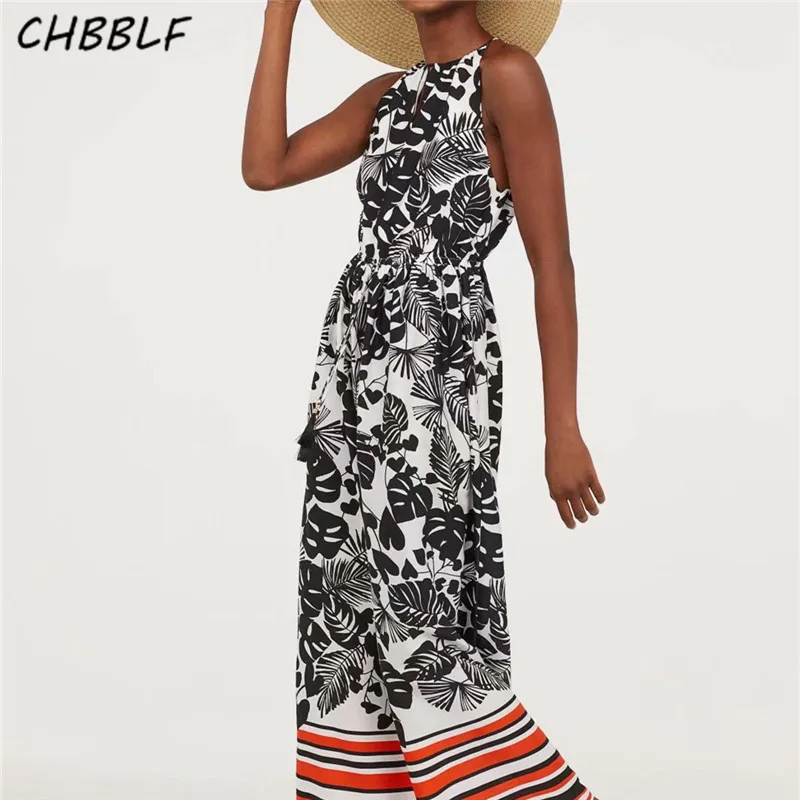 

CHBBLF women sexy sleeveless floral maxi dress female wear chic dresses long vestido XSZ1736