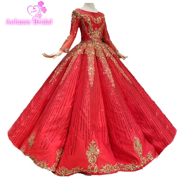 

2019 Middel East Red Lace Prom Dresses 2019 With Lace Crystal Abiye Puffy Tulle Ball Gowns Dubai Long Prom Gowns Robe De Soiree