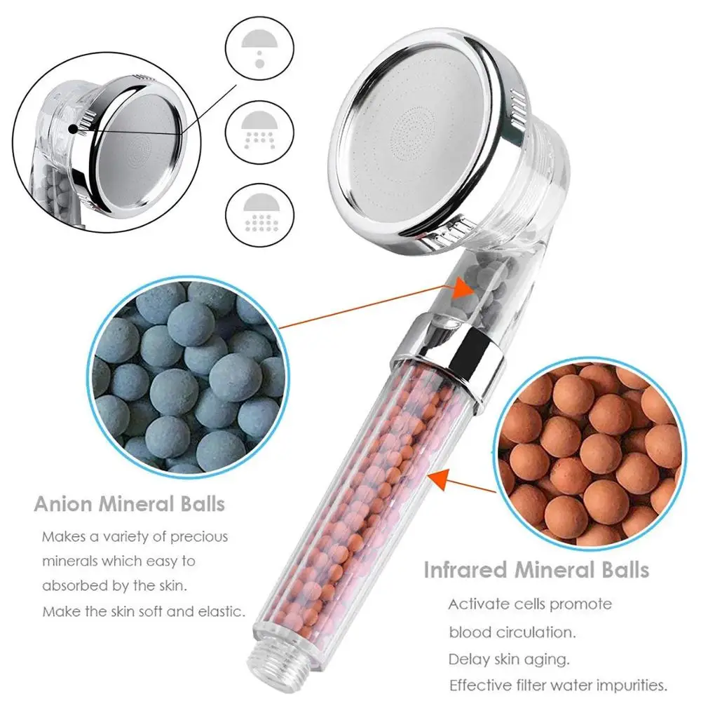 Zloog ванная комната 3 Функции Регулируемая струйная насадка для душа высокое давление экономии воды анион камень фильтр спа душевая головка s