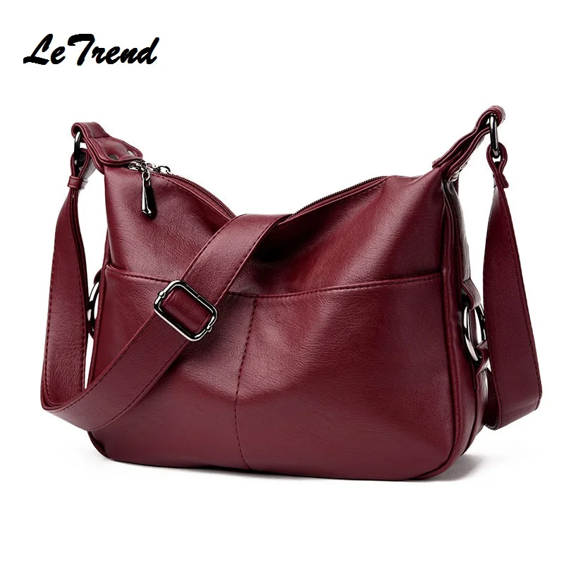 

LeTrend Fashion Women Solid Leather Panelled Handbags Women Bag Satchels Messenger Bag Crossbody Bags Ladies's Shoulder Bag
