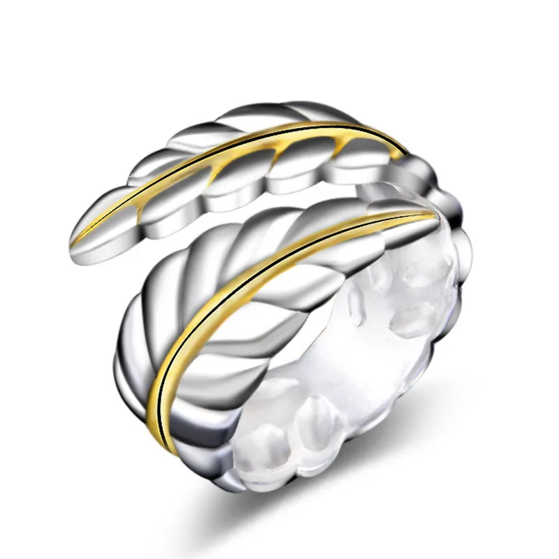 PINKSEE 1 Pc Punk Rock Stainless Steel Woman Rings Vintage Gothic Jewelry Silver Color Open Feather Ring Lady | Украшения и