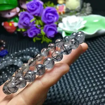 

Natural Black Hair Rutilated Quartz Crystal Beads Bracelet AAA 8.5-8mm