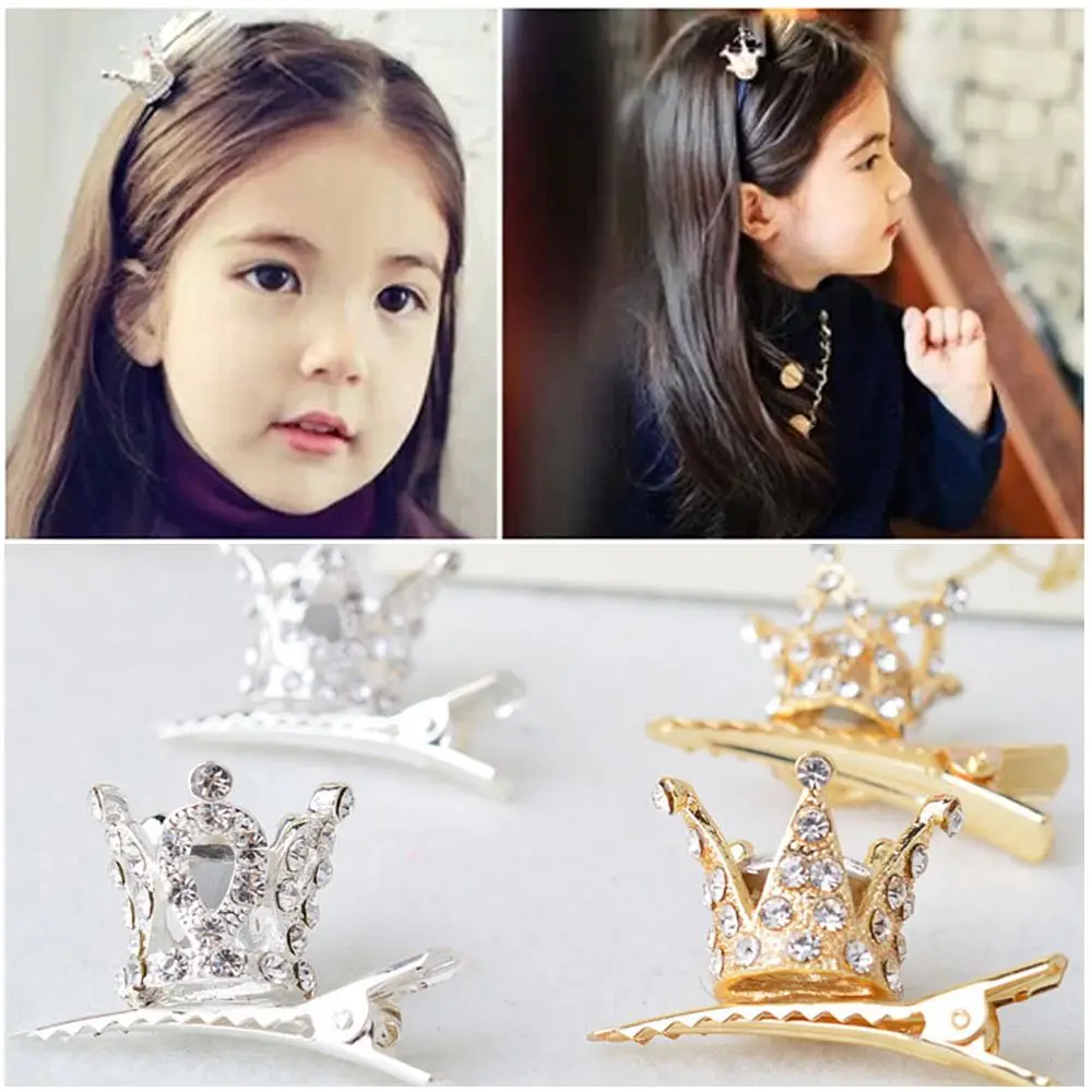

1 PC New Fashion Children Girl Cute Hair Clips Shiny Rhinestone Crystal Crown Hairpin Barrettes Princess Hair Accessories