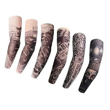 

6 Pieces/Set Summer Outdoor Cycling 3D Tattoo Print Arm Sleeves Sun Protection Bike Basketball Arm Warmers Ridding Cuff Sleeves