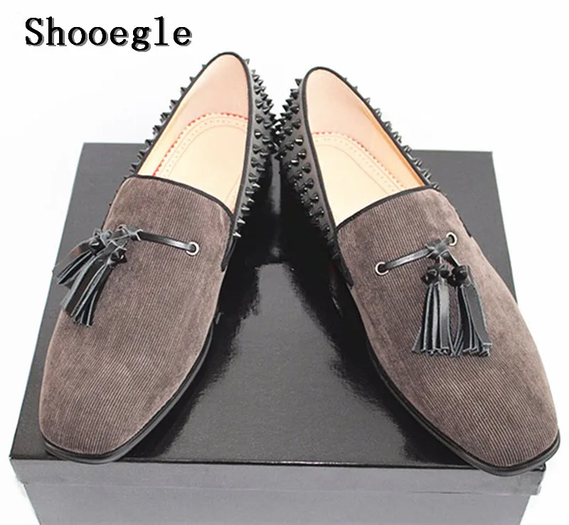 SHOOEGLE/Новый дизайн Мужские лоферы без шнуровки Туфли на низком каблуке шпильке