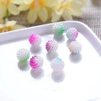 

Newest 11mm 10Pcs Double Colors Bayberry Ball Pearl Beads Resin Round Hole Loose Beads DIY Pendants Jewelry Making