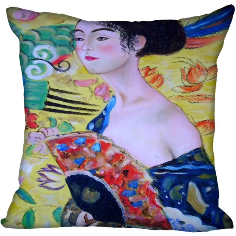 Квадратный чехол для подушки Gustav Klimt на заказ, Наволочка на молнии, чехол 40x40,45x45 см(с одной стороны - Color: Pillowcase 14