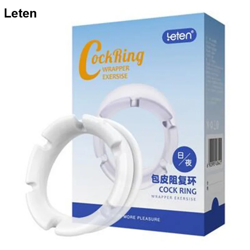 Leten 2pcsset Correcting Foreskin Cock Ring Silicone Sex Toys For Men 