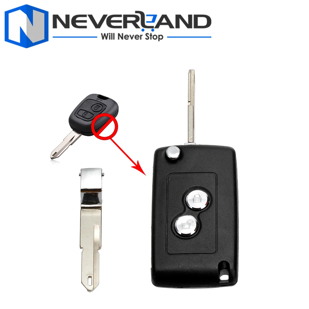 

1pc 2 Button New Folding Remote Key Case Refit For Citroen C2 C3 Peugeot 206 Car Fob key Shell Replacment Free Shipping D30