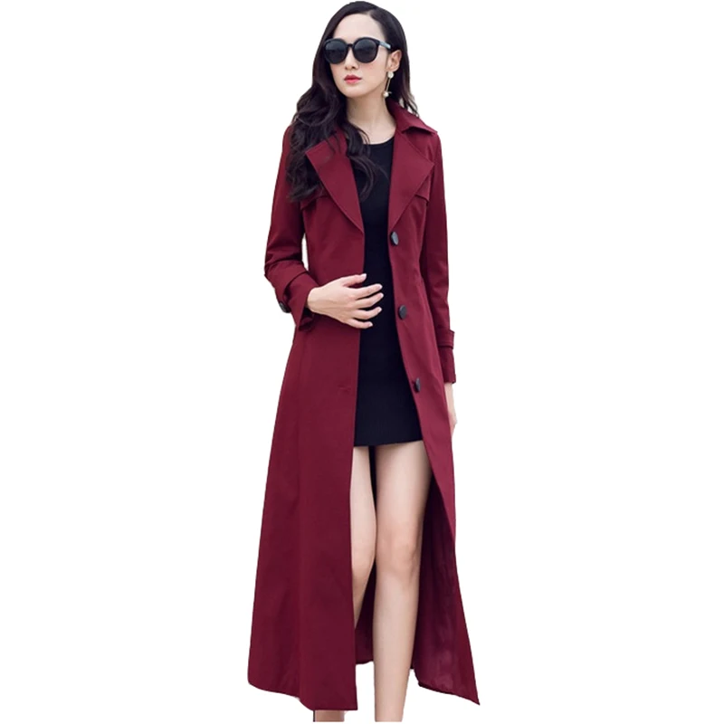 

High quality Lengthen Trench Coat Women 2019 Fashion Spring Autumn Single-breasted Windbreaker Female Casual Tops Plus size 2673