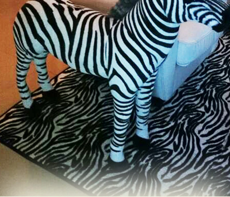 Dorimytrader quality soft simulation animal zebra plush toy stuffed  realistic animals zebras toys for kids gift room deco teaching props 80x70cm DY50222 (11)