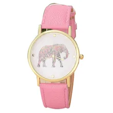New Women Elephant Printing Pattern Weaved Leather Quartz Dial Watch Bayan Kol Saati Quartz Relojes Para Mujer de Moda