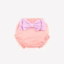 Короткие штаны для маленьких девочек повседневные шорты с большим бантом однотонные Хлопковые штанишки для малышей штаны для девочек