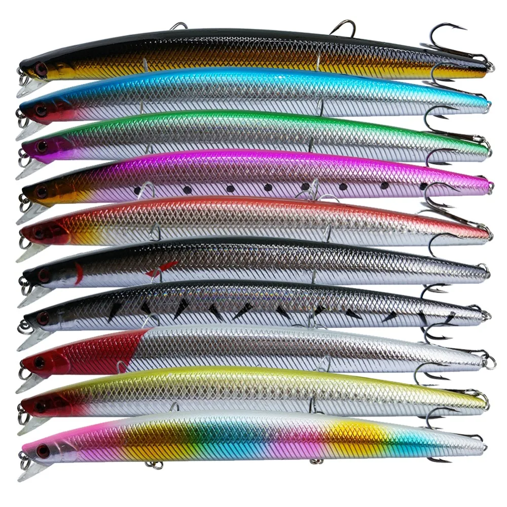 10 шт. рыболовные приманки Minnow 18 см/26 г жесткая приманка Длинные литья под