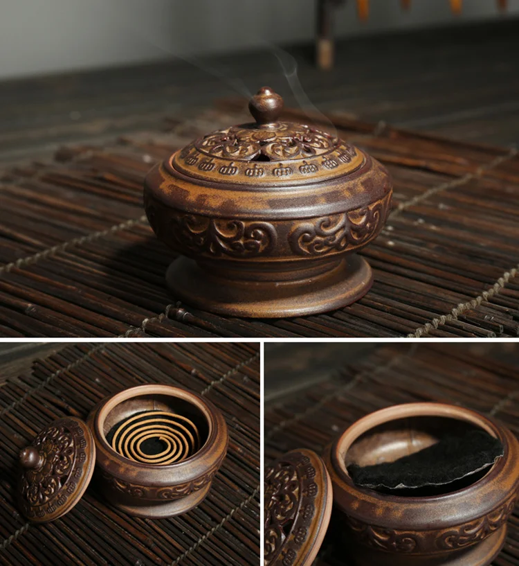 Ceramic Incense Burners Portable Porcelain Censer Buddhism Incense Holder Gift Ornaments Creative Home Decor Simple Decoration