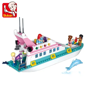 

Sluban Building Bricks Blocks Luxury yacht Dolphin Cruiser Vessel Compatible Friends Education Gift Educational Toys Girls