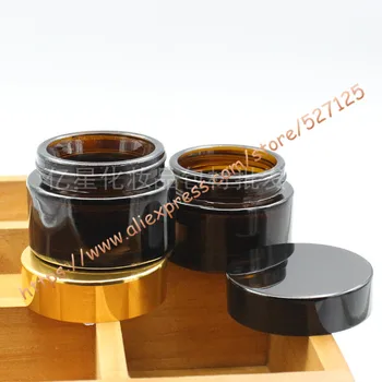 

30g brown/amber glass cream jar with many colors aluminum lid,30ml cosmetic/eye cream/mask cream container