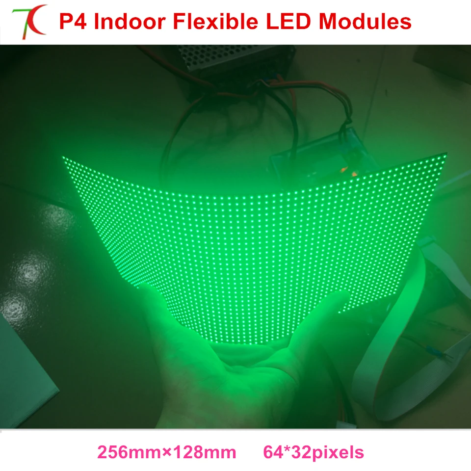 

Indoor P4 smd2121 flexible full color led module use for special shapes led screen,256*128mm,16scan