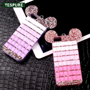 

YESPURE Women Fancy Bling Phone Cover Mouse Ears Fundas Para Celular for Iphone 7 3d Diamond Luxury Phone Case Accessories