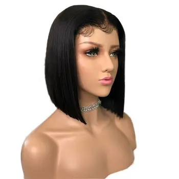 

Malaysian Straight Hair Short Bob Wigs 13x4 inch Pre Plucked Human Hair Lace Front Wig With Baby Hair 150% Alibele Remy Hair Wig