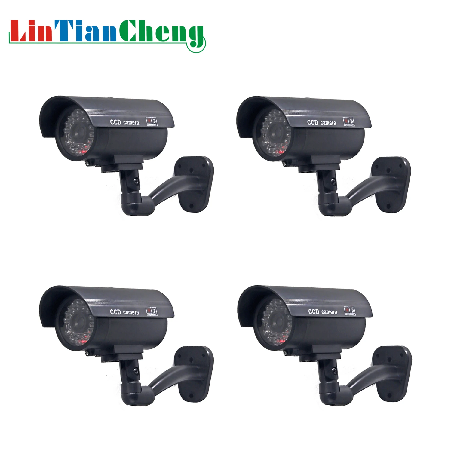 

LINTIANCHENG 4pcs Dummy Camera Bullet Waterproof Outdoor Security Street Surveillance Micro Home Camera CCTV With Led Light