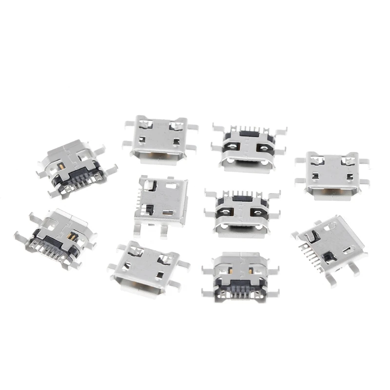 

10 Pcs Micro USB Type B Female Socket Connector 5Pin 0.72mm For Phone Tablet Charging