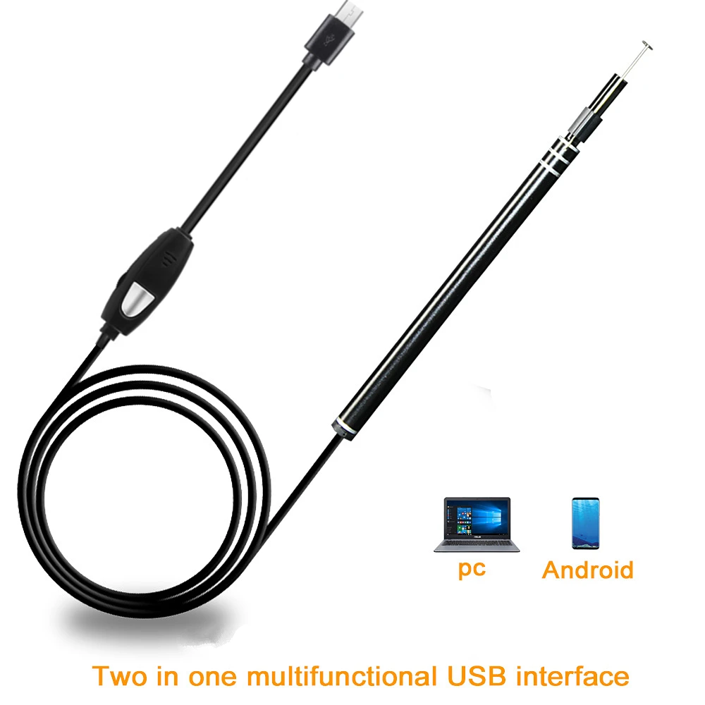 2-в-1 USB-эндоскоп для чистки ушей HD визуальная ложка многофункциональная ухочистка