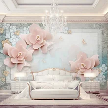 Пользовательские 3D стереоскопическая ткань текстильные обои для стен матовый шелк для гостиной ТВ фон фрески цветок европейский Топ