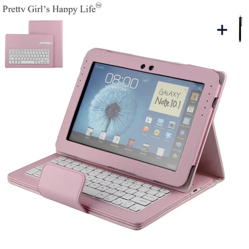

For Samsung Galaxy 10.1 N8000 Wireless Bluetooth Keyboard Case For Samsung Galaxy 10.1 Tablet Flip Leather Stand Cover +Stylus