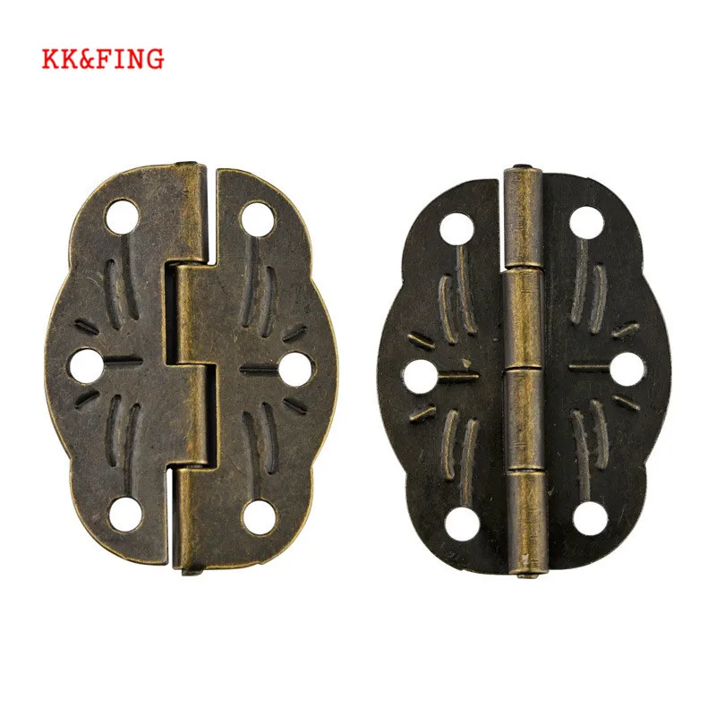 

KK&FING 20PCS Vintage Jewellery Box Hinge Mini Bronze Decoration Door Hinges For Antique Wooden Cabinet Furniture Hardware