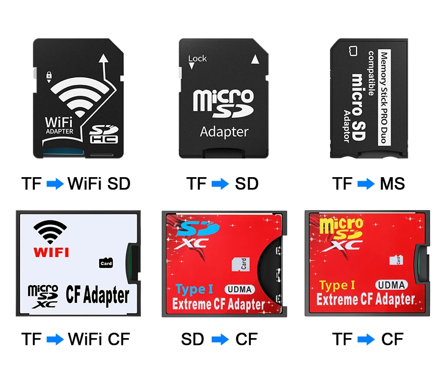 Rocketek Micro SD TF для CF/MS/SD Wifi CF Wifi SD карт памяти конвертер адаптер MicroSD Micro SDHC для компактной вспышки типа I