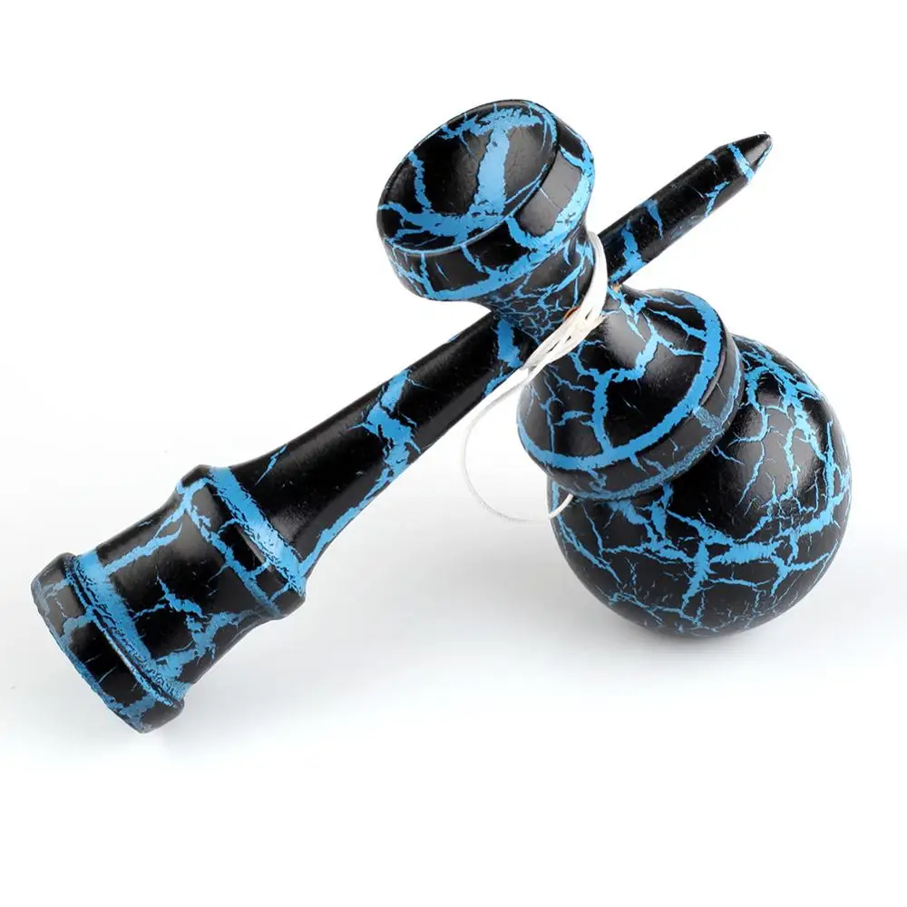 Бамбуковый черный на голубом треске деревянная детская игрушка Kendama|Мячики| |