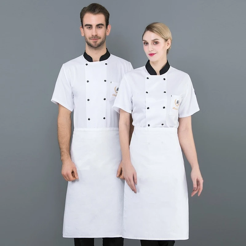 Uniforme de Chef Unisex, de trabajo de manga corta, para Hotel, comedor, talla grande, ropa de pastelería, H2102|Chaquetas chef| - AliExpress