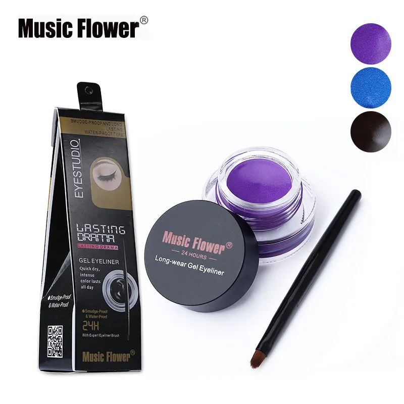 Подводка для глаз Music Flower коричневый + черный 2 в 1 водостойкий Гель макияжа