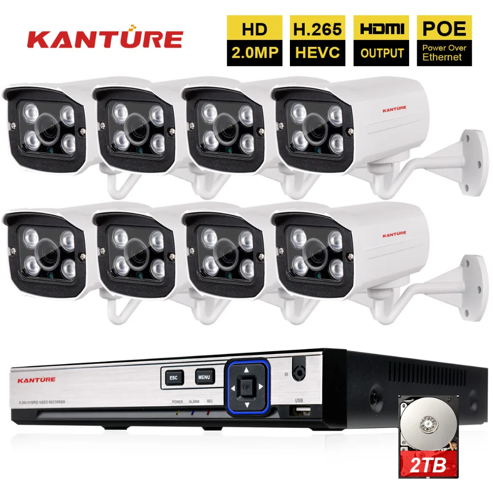 H.265 8CH 4MP POE система NVR 48 в 8 шт. 2.0mp 1920*1080P безопасности Водонепроницаемая ip камера P2P