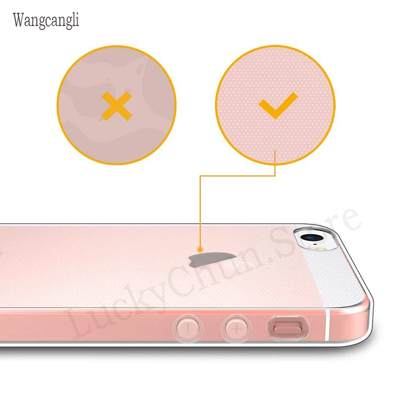 Wangcangli ل iphone se حالة رقيقة جدا لينة TPU جراب هاتف ل iphone se 5s 5 حالة السيليكون شفافة حقيبة لهاتف أي فون 5 s se