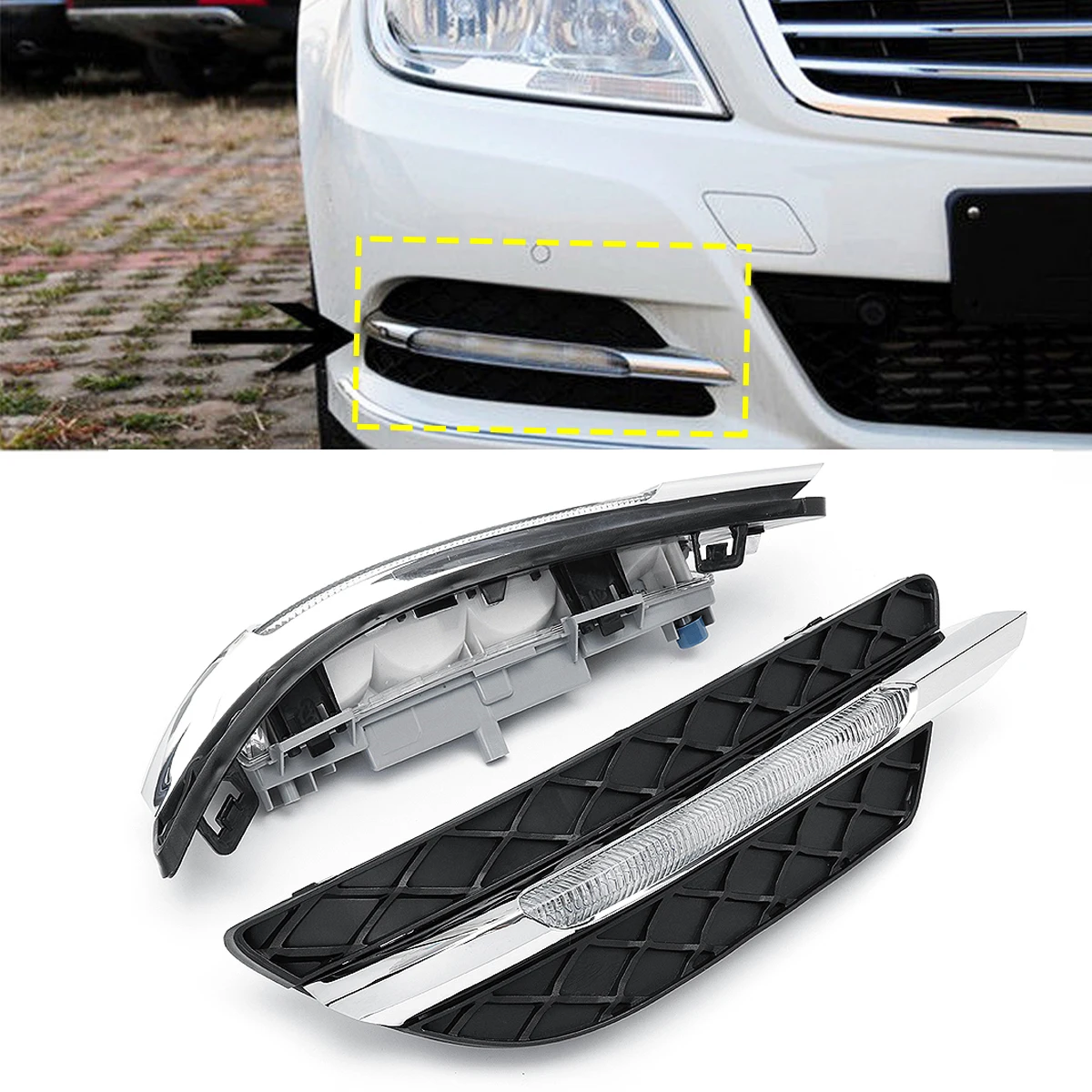 Светодиодный дневный ходовой светильник 2 шт. противотуманная фара DRL для Mercedes Benz