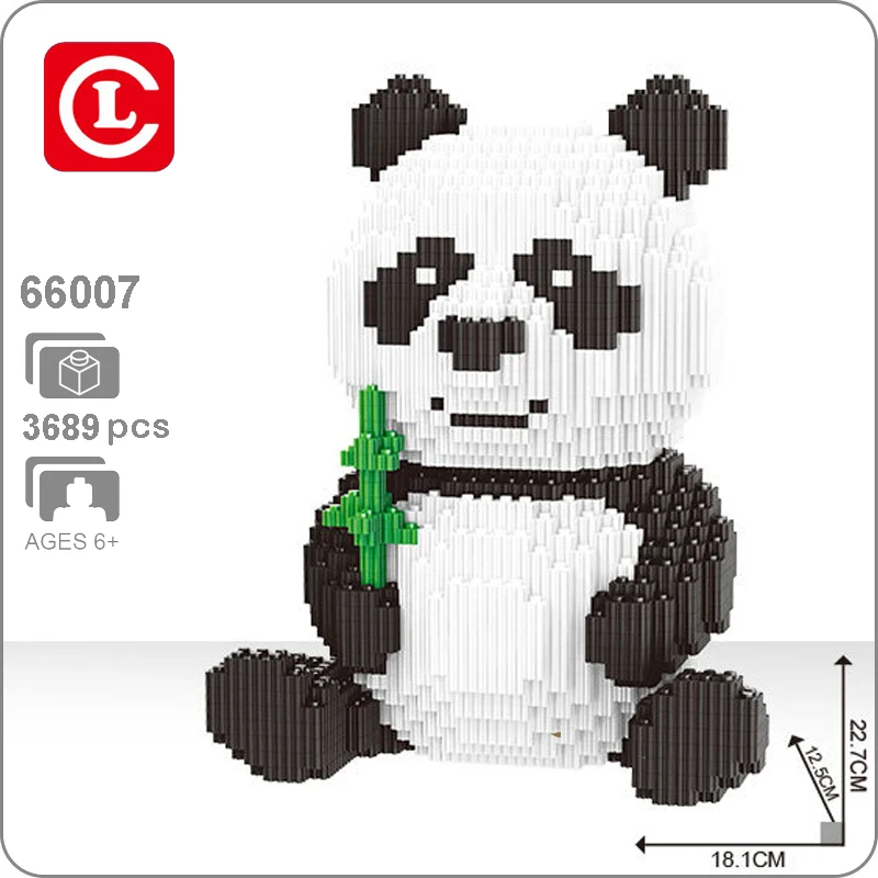 

LC 66007 China Panada Bear Cat Animal Bamboo Pet 3D Model DIY Mini Building Blocks Bricks Toy for Children 23cm tall no Box